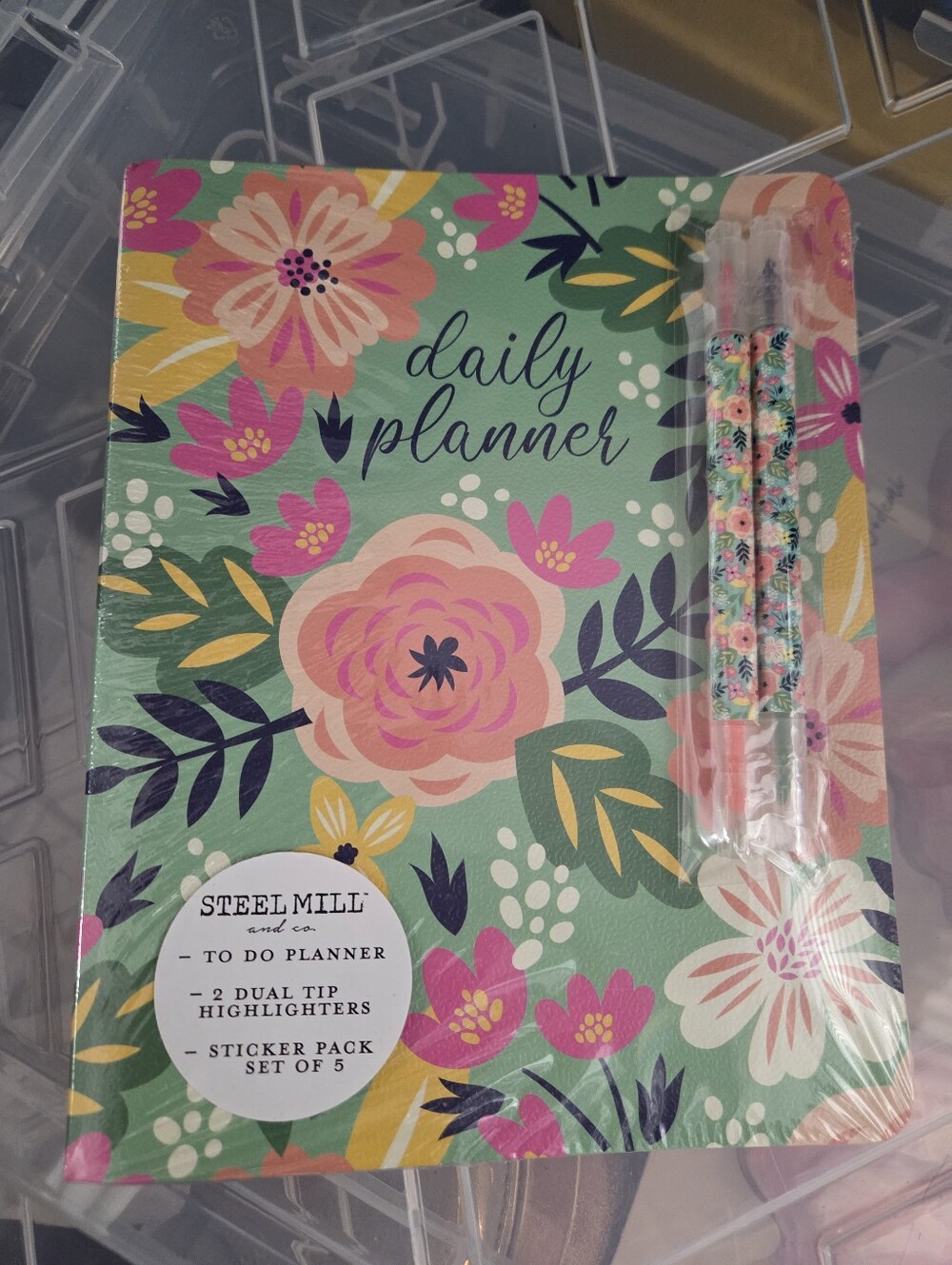 Steel Mill Daily Planner Notebook - Floral Mint
